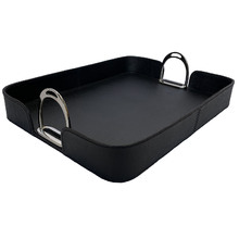 Rectangular Leather Tray with Stirrups