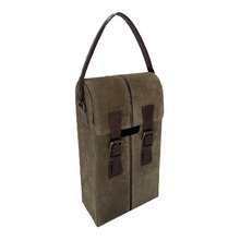 Grey Suede Leather Wine Carrier
