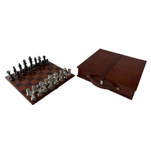 Metal & Genuine Leather Chess Board Game