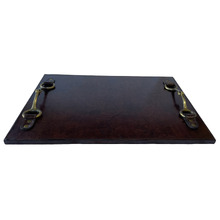 Dark Equestrian Genuine Leather Tray with Horse Bit