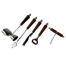 5 Piece Tan Bar Leather Cocktail Set