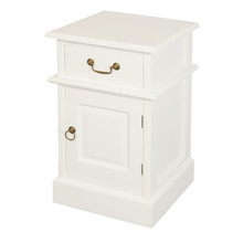 White Bedside 1 Door 1 Drawer Table