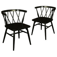 Brandon Cross Back Oak Wood Dining Chairs (Set of 2)
