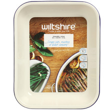 Blue Rim Oblong 32cm Enamel Baking Dish