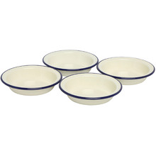 Blue Rim 12cm Enamel Pie Dishes (Set of 4)