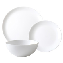 12 Piece White Coupe Tempered Glass Dinner Set