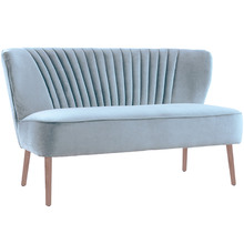 Blue Grey Coco 2 Seater Velvet Sofa