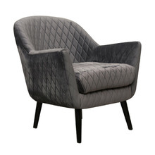 Quilted Velvet Club Chair with Black Legs