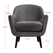 Quilted Velvet Club Chair with Black Legs
