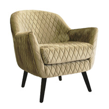 Quilted Velvet Club Chair with Black Legs