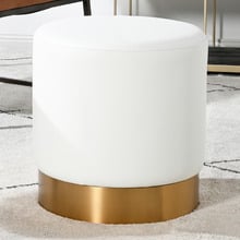Small Round Aryal Faux Leather Ottoman
