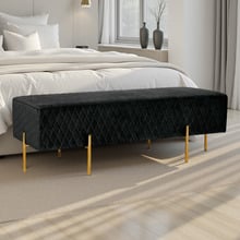 Pereira Diamond Quilted Velvet Ottoman