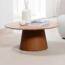 Alain Round Travertine Coffee Table