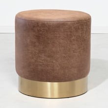 Small Round Aryal Faux Leather Ottoman