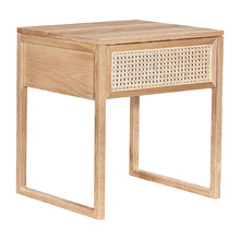 Divine Oak Wood & Rattan Bedside Table