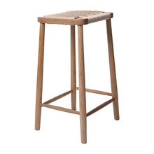 65cm Myah Oak Wood & Cane Barstool