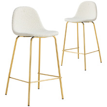65cm White & Gold Claire Boucle Barstools (Set of 2)