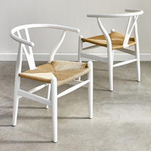 White & Natural Premium Hans Wegner Replica Wishbone Chairs (Set of 2)