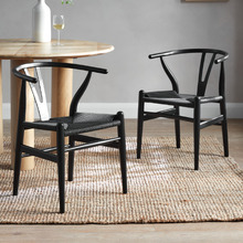 Black Premium Hans Wegner Replica Wishbone Chairs (Set of 2)