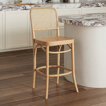 65cm Natural Hoffmann Replica Beech Wood & Rattan Barstool