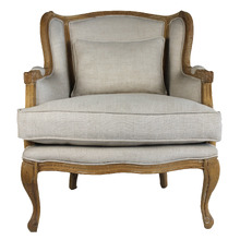 French Country High Back Wing Armchair
