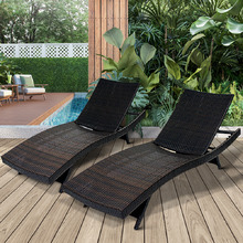 Brown Hilda PE Wicker Sun Lounges (Set of 2)