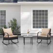 3 Piece Wyatt Outdoor Rocking Chairs & Coffee Table Set