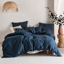 Navy Nimes Linen Quilt Cover Set