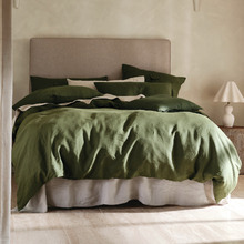 Moss Nimes Linen Quilt Cover Set