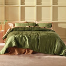 Moss Nimes Linen Coverlet