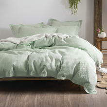 Mist Deluxe Waffle Cotton Quilt Cover Set