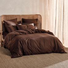 Chocolate Nara Bamboo & Cotton Sateen Quilt Cover Set