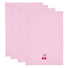 Embroidered Cherry Cotton Waffle Tea Towels (Set of 4)