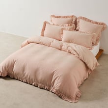 Vintage Ruffle Cotton & Linen Reversible Quilt Cover Set