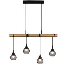 Lilas Metal & Wood 4 Light Pendant