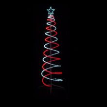 210cm White & Red LED Double Spiral Christmas Tree