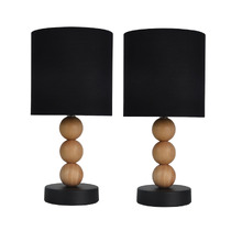 Cara Rubberwood Table Lamps (Set of 2)