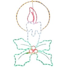 Christmas Candle with Holly Sprig LED Light Display