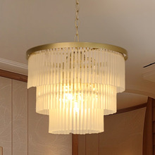 Richards Brushed Brass Glass 3 Tier 4 Light Chandelier