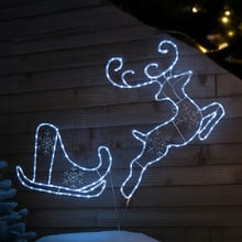 Xynna Flying Reindeer with Sleigh Christmas Light Display