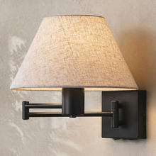 Denari Linen Swing Arm Wall Light with USB