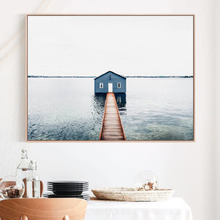 Blue Boat Shed Framed Canvas Wall Art