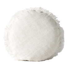 Fringed Vintage Wash 45cm Round Linen Cushion