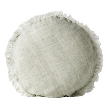 Fringed Vintage Wash 45cm Round Linen Cushion