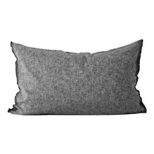 Smoke Chambray Fringed Cotton Blend Standard Pillowcase