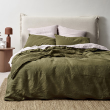 Bronzed Olive Emile European Flax Linen Quilt Cover