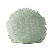 Fringed Vintage 45cm Round Pure Linen Cushion