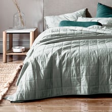 Maison Vintage Quilted Flax Linen & Cotton King Coverlet