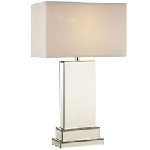 Lydia Mirror Tower Linen Glass Table Lamp