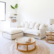 Cumulus Ottoman with Cotton Blend Slipcover